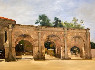 Sanatçı Zhyrgalbai  Maturaimov, Kıbrıs Sanat Müzesi için Kovid 19 Karantina günlerinde “Venedik Sarayı, İki kişi   ve Sokak müzisyeni ” adını verdiği eserleri tuvaline resmetti.