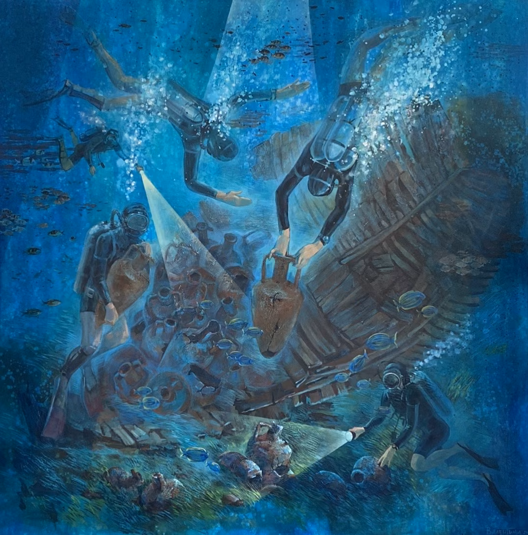 Kıbrıs Modern Sanat Müzesi İçin Sanatçı Valentina Mukhacheva, Karantina Günlerinde Kıbrıs’ın Tarihi ve Turistik Mekanlarından Girne’de Bulunan Batık Gemi, Gazimağusa’da Bulunan St.Nicolas Kat
