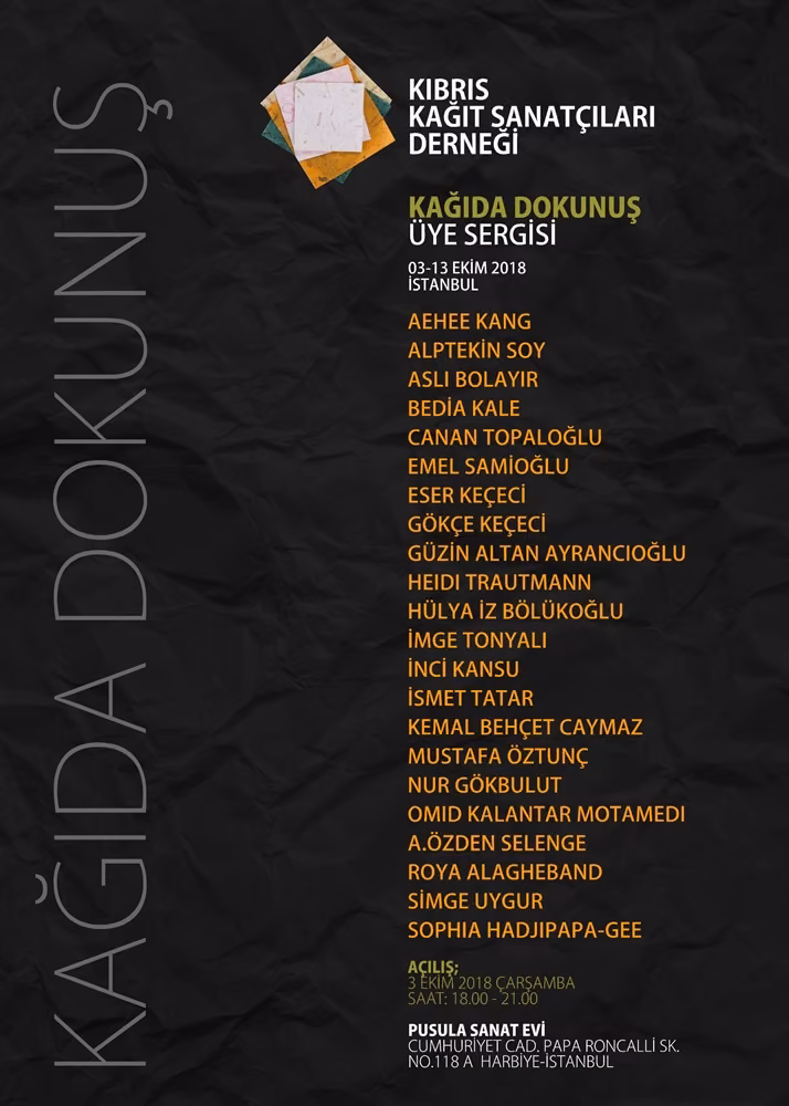 Kıbrıs Kağıt Sanatçıları Derneği “Kağıda Dokunuş” Sergisini, İstanbul’da, Pusula Sanat Evi’nde Gerçekleştiriyor