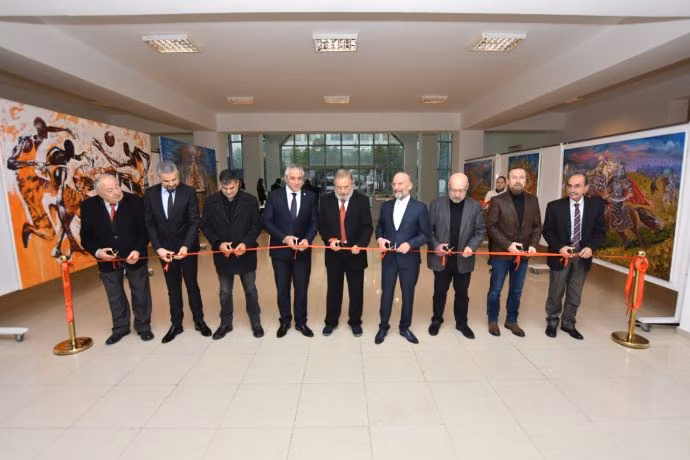 Kazakistanlı İki Sanatçı Tarafından Kıbrıs Modern Sanat Müzesi İçin Hazırlanan “Uçuş” ile “Türk’ün Oku” Adlı İki Ayrı Kişisel Resim Sergisi Ekonomi ve Enerji Bakanı Hasan Taçoy Tarafından Açı
