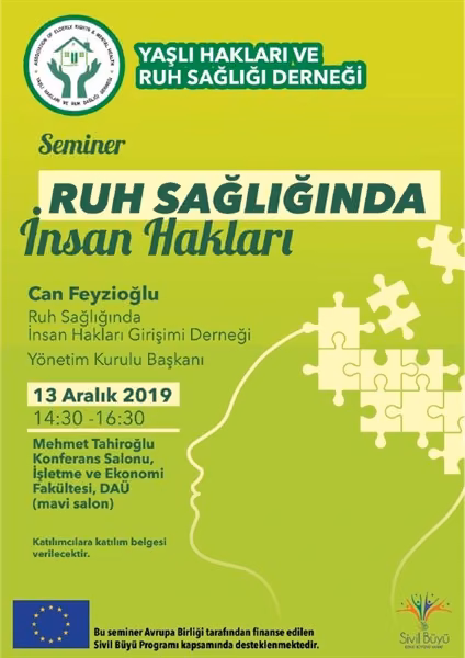 Yaşlı Hakları ve Ruh Sağlığı Derneği’nden “Ruh Sağlığında İnsan Hakları” Semineri