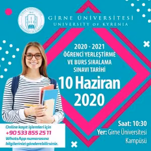 Girne Üniversitesi 2020 Burs Sıralama Sınavı 10 Haziran’a Ertelendi