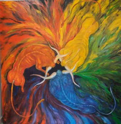 Kıbrıs Modern Sanat Müzesi için, Kazakistanlı sanatçılar Alisher Zhurgenov’un 20 eserden oluşan “Bilinç Oyunları” isimli kişisel sergisi ile, Nina Tereschenko’nun 19 eserden oluşan ‘Üç renk’i