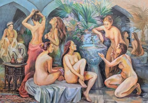 Sanatçı Lidiya Drozdova, Kıbrıs Modern Sanat Müzesi İçin Yağlı Boya Tekniğiyle Türk Hamamlarını Resmetti