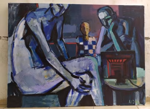 Kıbrıs Modern Sanat Müzesi için Sanatçı Aidos Seydakul Kovid-19 salgınına dikkat çekmek için resmetti
