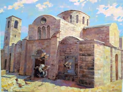 Sanatçı Valentina Mukhacheva , Kıbrıs Modern Sanat Müzesi İçin Kıbrıs’ın Kültürel ve Turistik Mekanlarından “St.Barnabas Manastırı”, “Lala Mustafa Paşa Camii”, “Selimiye Camii” ve “Arap Ahmet
